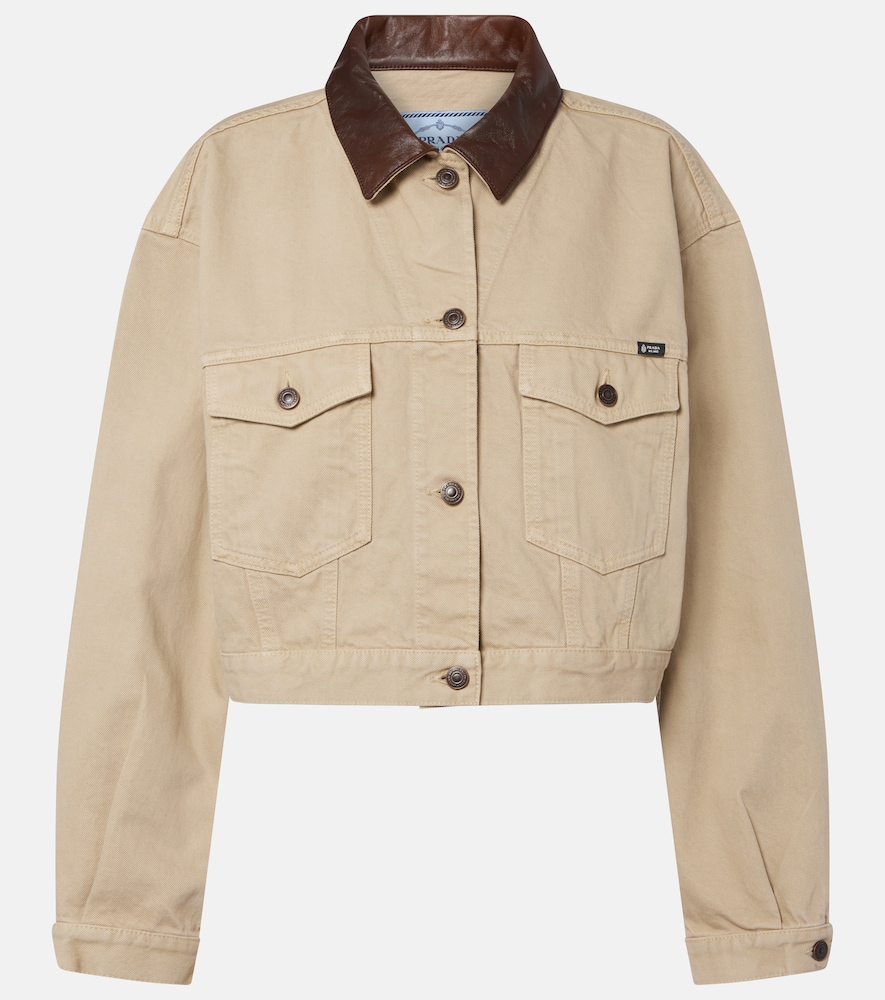 Prada Veste courte en denim col en cuir 2300 €
