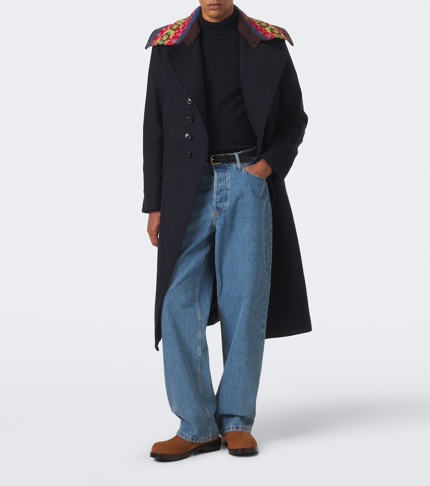 Double-Breasted Wool-Blend Twill Coat