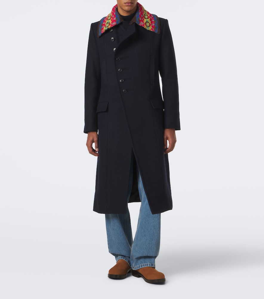 Double-Breasted Wool-Blend Twill Coat