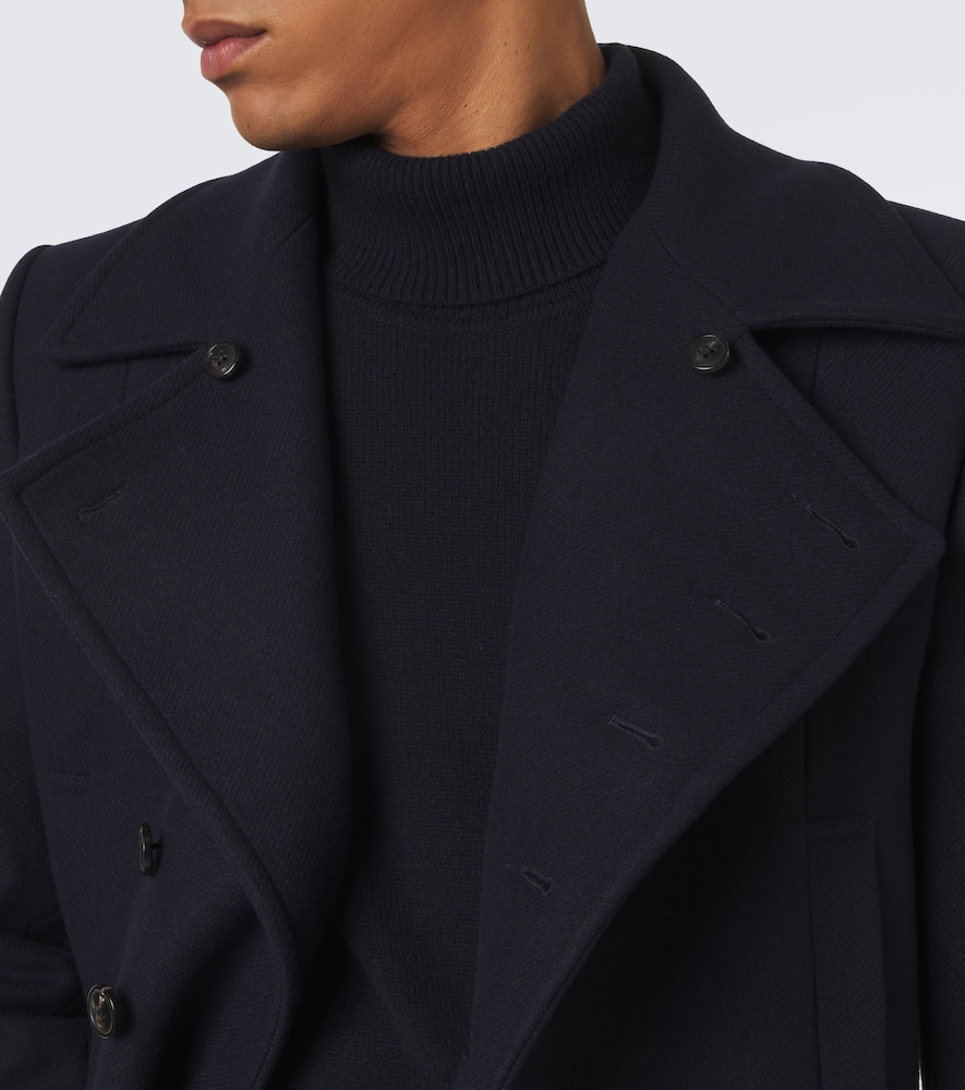 Double-Breasted Wool-Blend Twill Coat