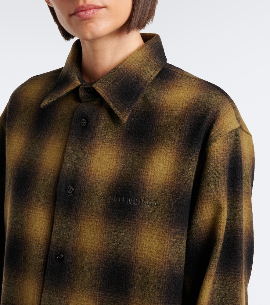 Checked Wool-Blend Flannel Overshirt