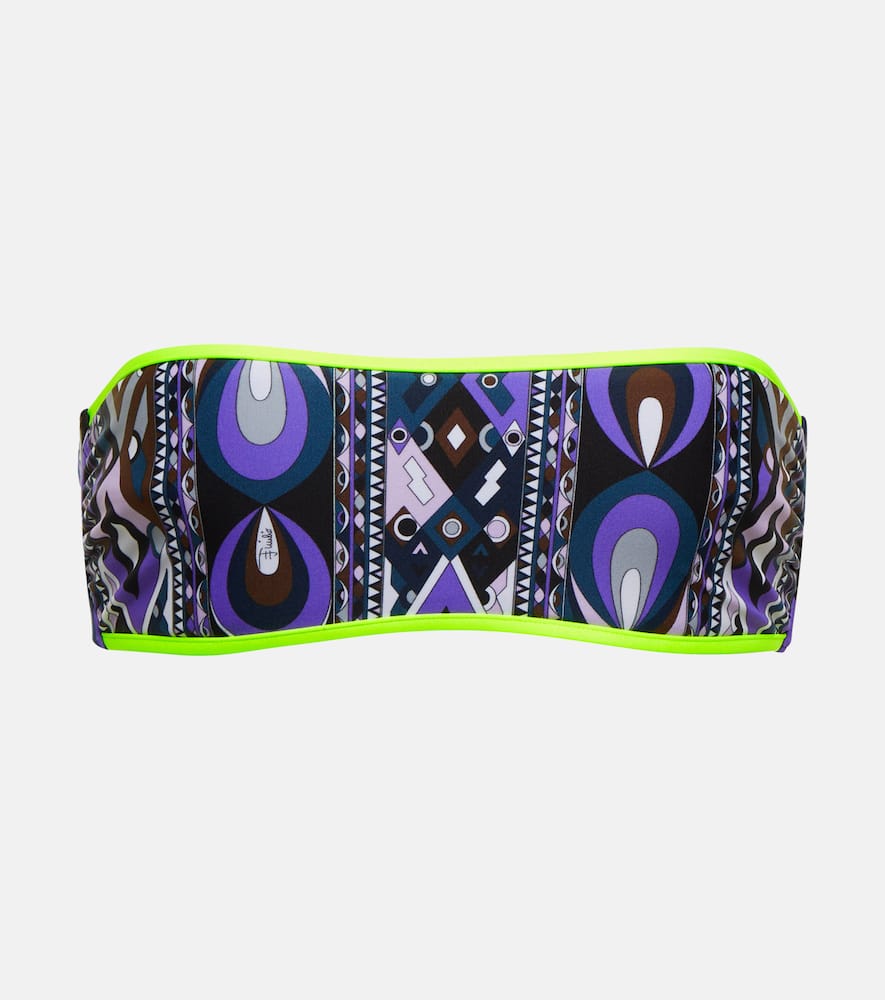 Printed bandeau bikini top
