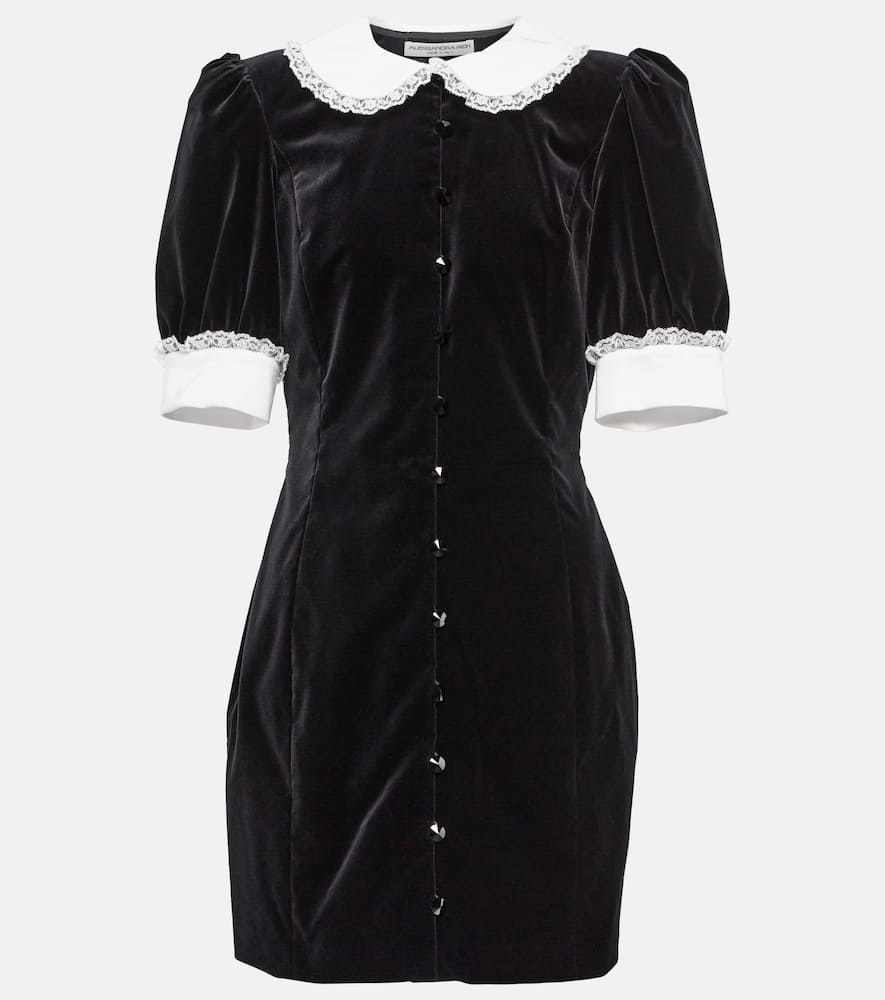 Alessandra Rich Lace-trimmed velvet minidress