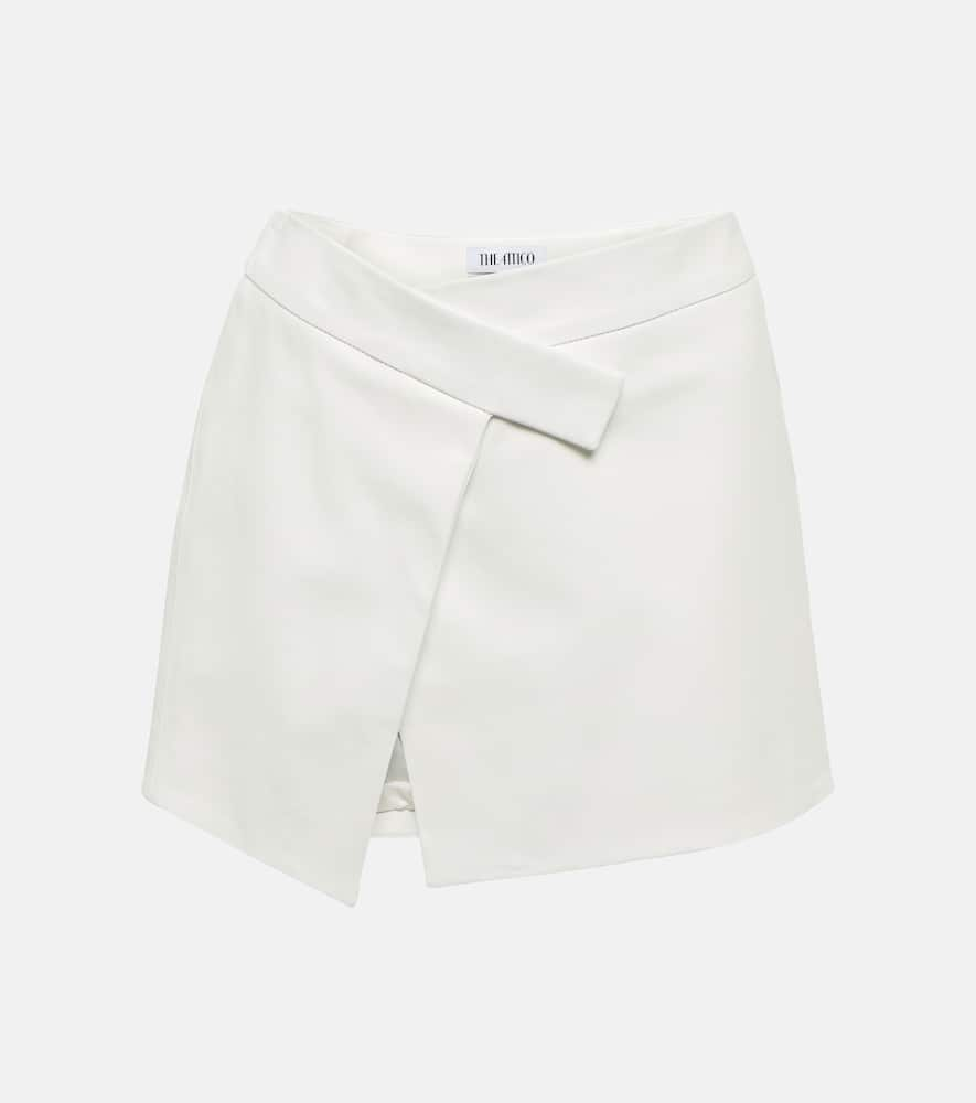 Shop Attico Cloe Wrap Leather Miniskirt In White