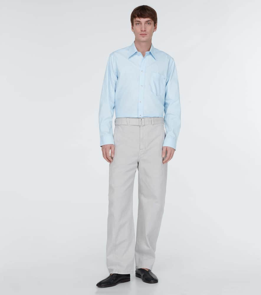 Shop Nanushka Kaleb Cotton Oxford Shirt In Sky Blue