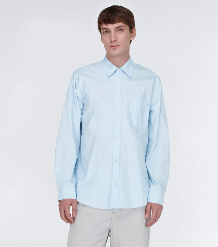 Shop Nanushka Kaleb Cotton Oxford Shirt In Sky Blue