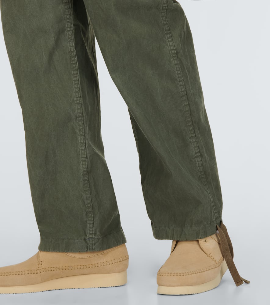Sacai Belted Cotton Pants In Khaki