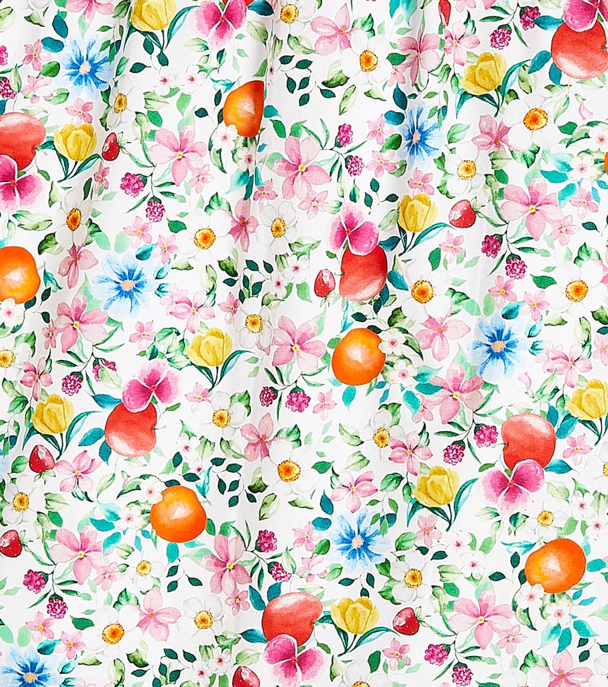 La Coqueta Cuadras Floral Cotton Dress In Orange Floral