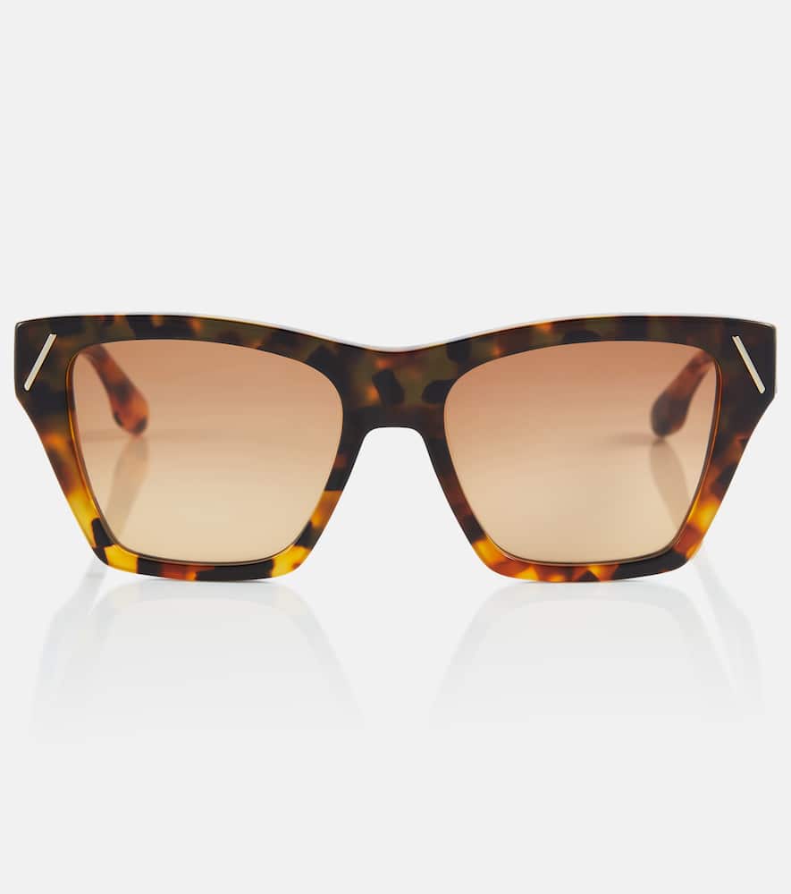 Victoria Beckham Classic V Modified Square Acetate Sunglasses In Dark Havana Fade