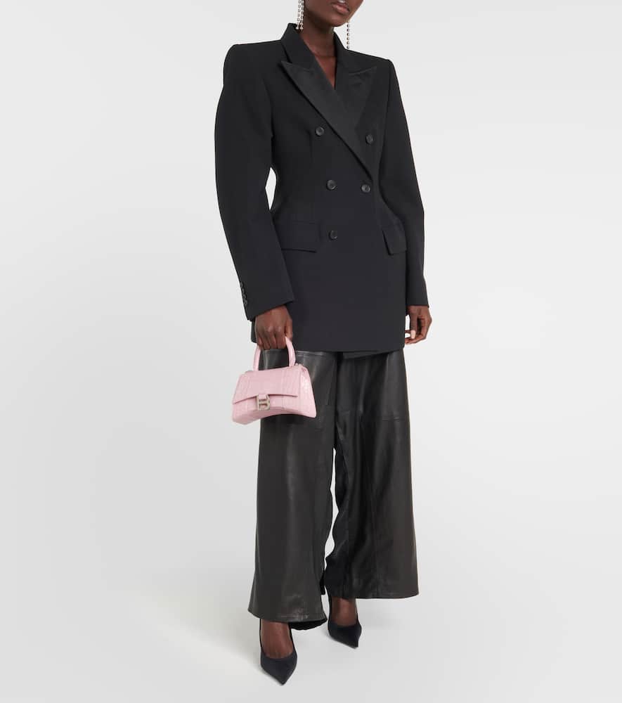 Balenciaga Hourglass Small Croc-effect Tote Bag In Powder Pink