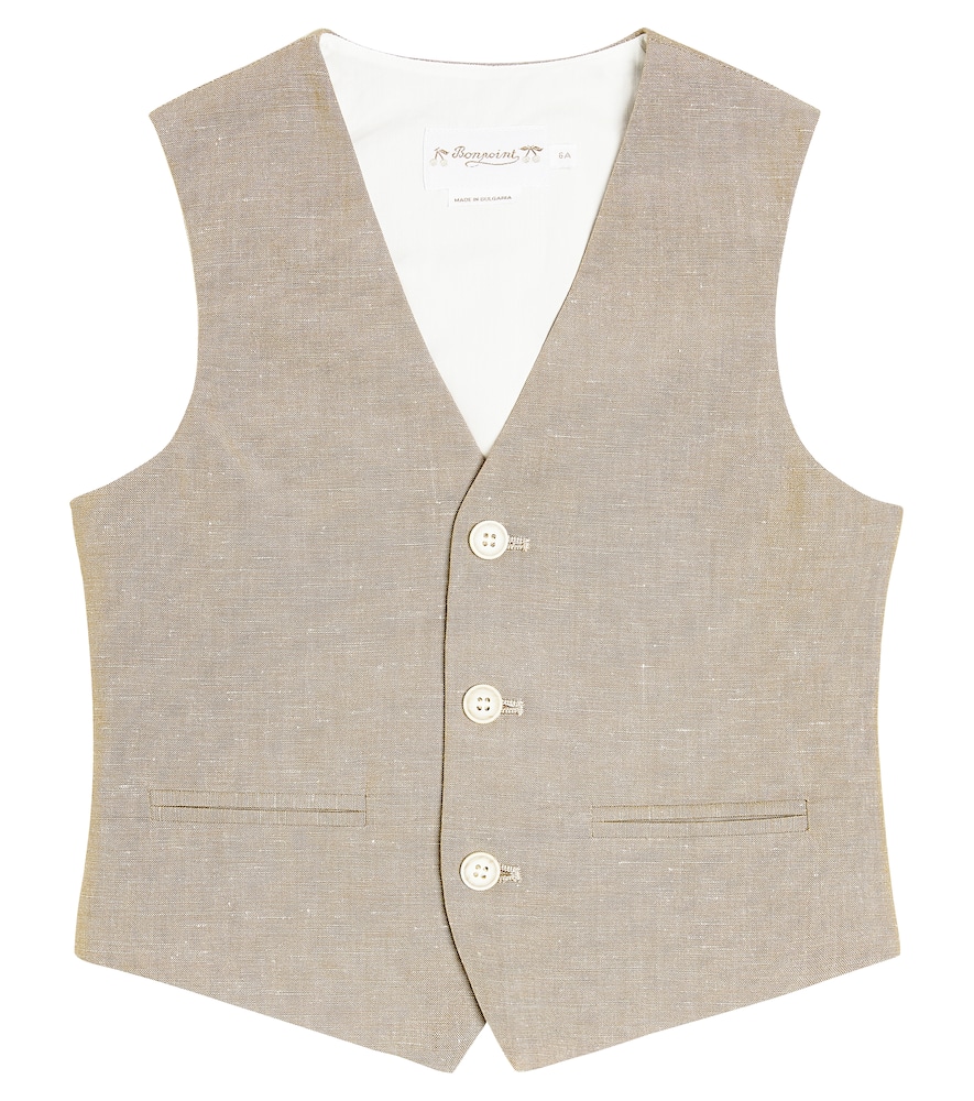 Bonpoint Angus Linen And Cotton Vest In Beige