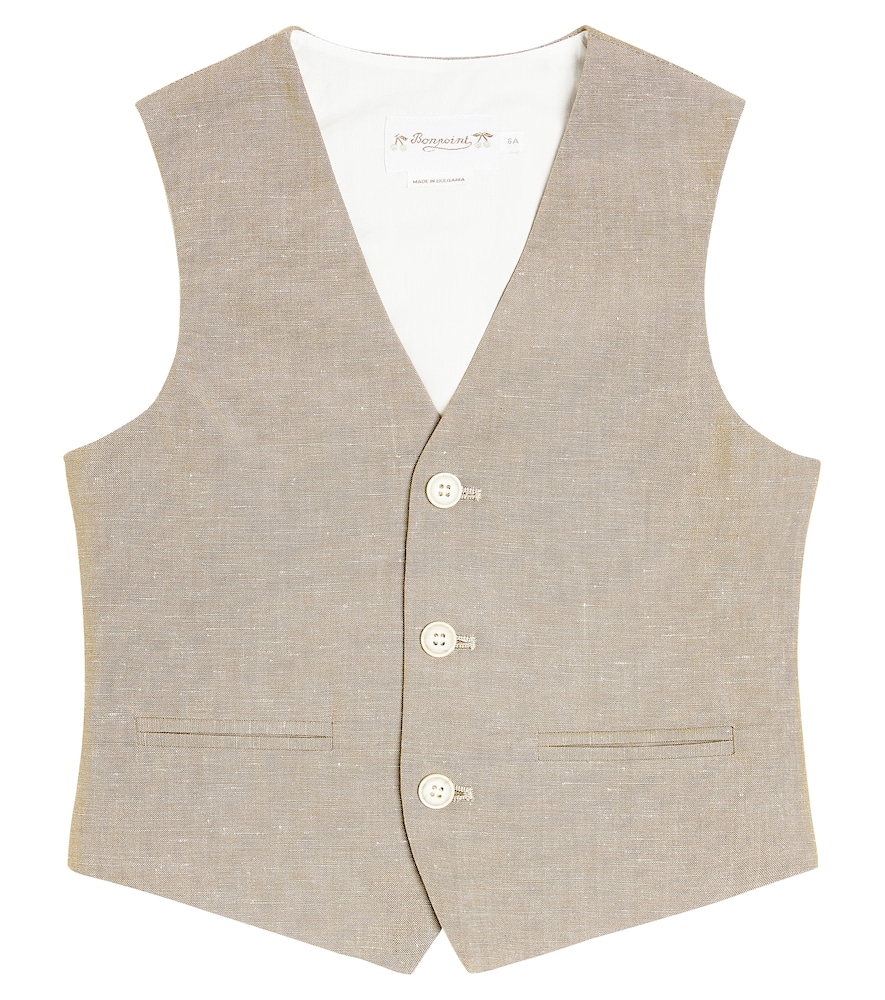 Bonpoint Kids' Angus Cotton And Linen Vest In Neutrals