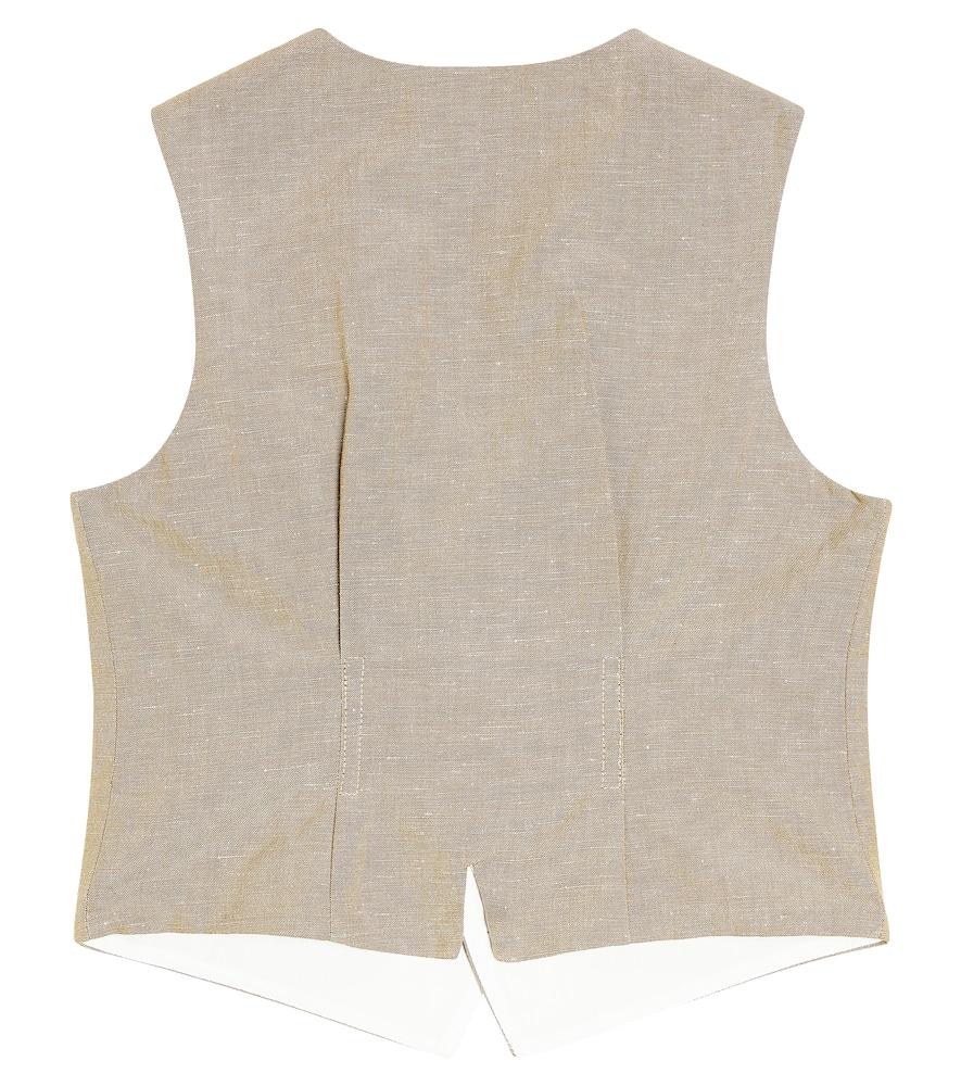 Shop Bonpoint Angus Linen And Cotton Vest In Beige