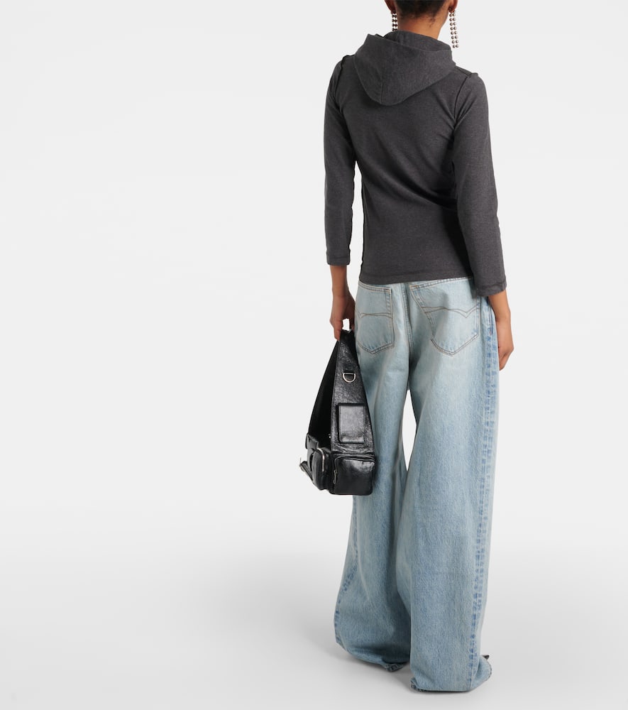 Balenciaga Inside-out Cotton-blend Jersey Hoodie In Dark Heather Grey/w