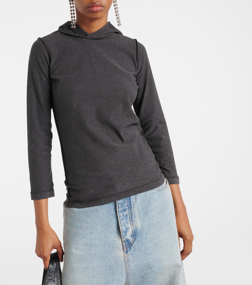 Balenciaga Inside-out Cotton-blend Jersey Hoodie In Dark Heather Grey/w