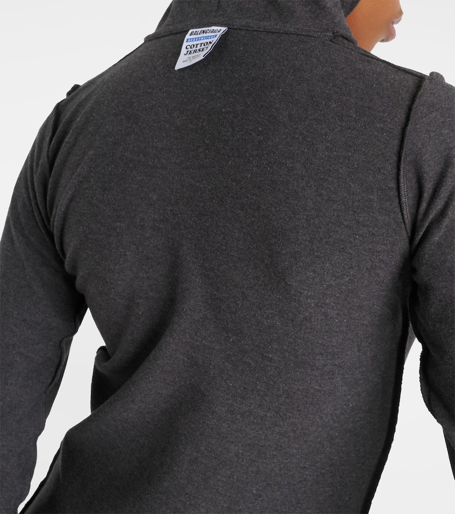 Balenciaga Inside-out Cotton-blend Jersey Hoodie In Dark Heather Grey/w