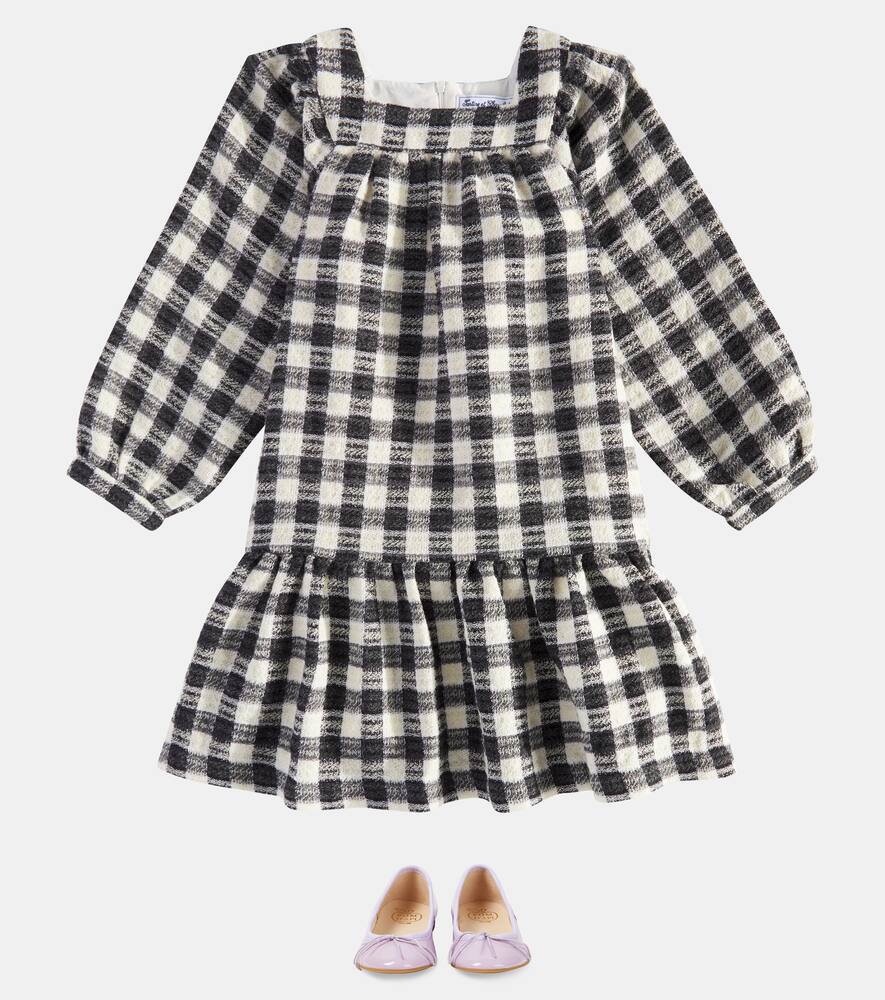 Tartine Et Chocolat Checked Wool And Cotton-blend Dress In Black