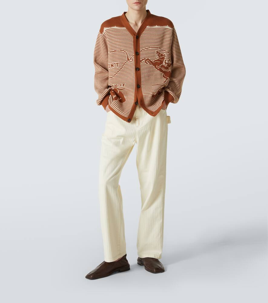 Bode Brown Intarsia-knit Cardigan In Braun