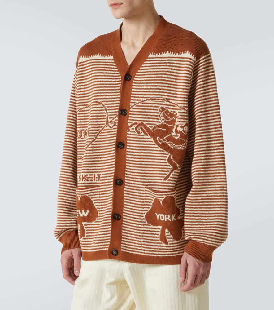 Bode Brown Intarsia-knit Cardigan In Braun