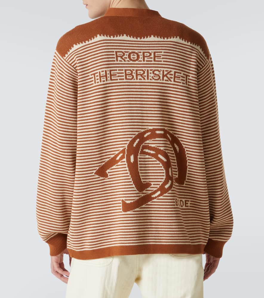 Bode Brown Intarsia-knit Cardigan In Braun