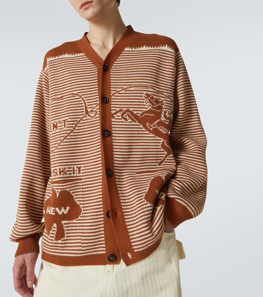 Bode Brown Intarsia-knit Cardigan In Braun