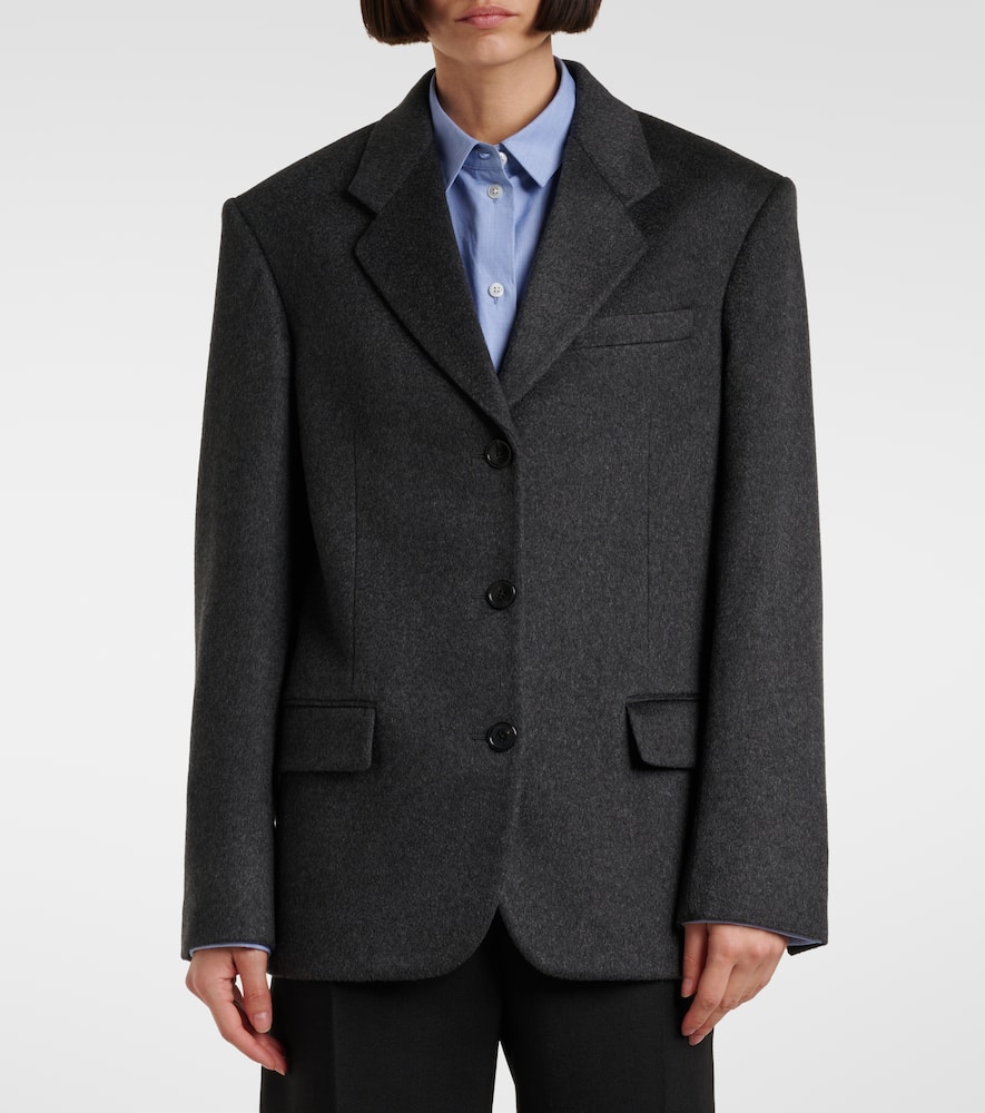 The Row Lasonne Goat Cashmere Blazer In Grey
