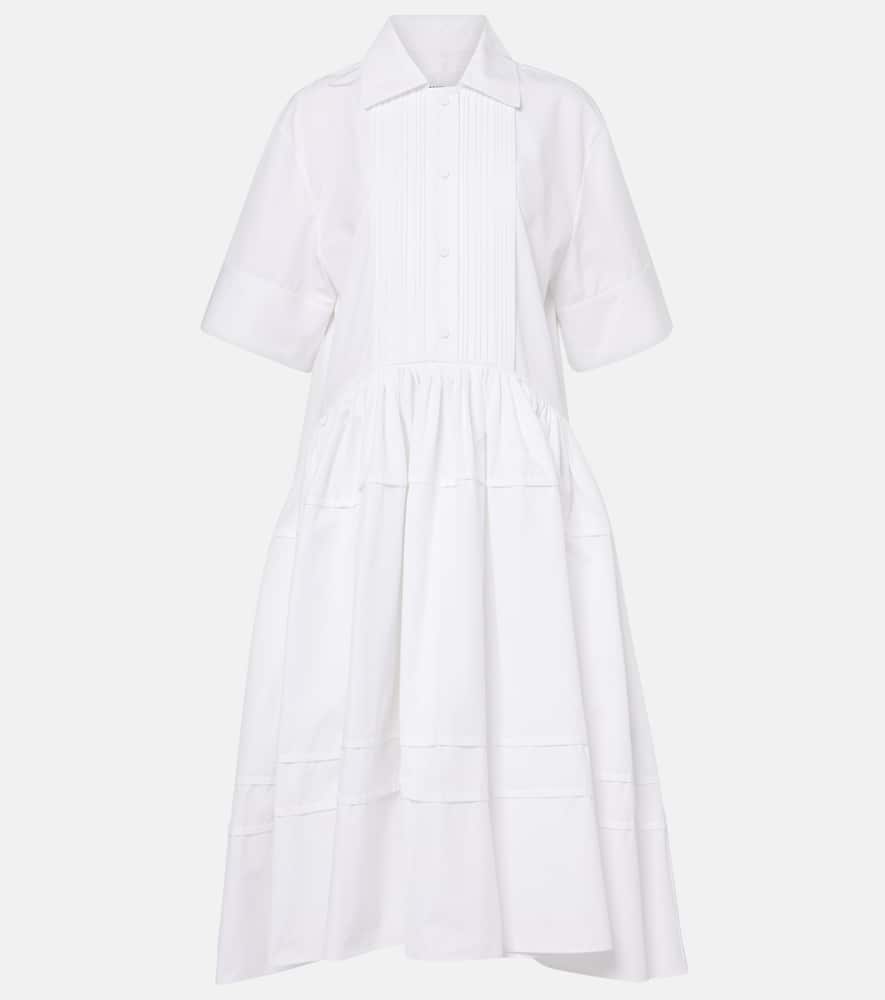 Jil Sander White Cotton Chemisier Dress In White