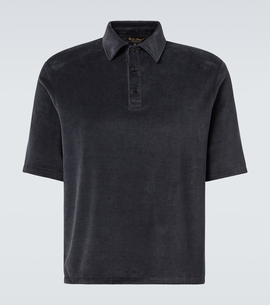 Loro Piana Murano Cotton And Silk Velour Polo Shirt In Black