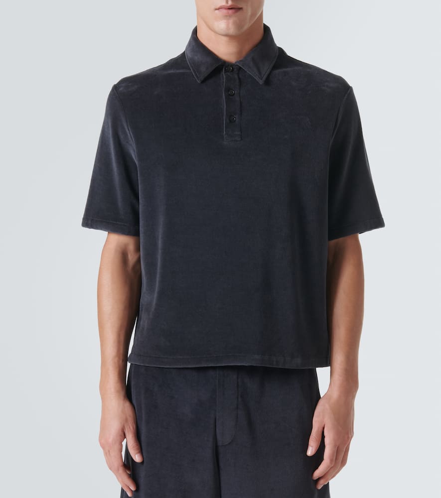 Loro Piana Murano Cotton And Silk Velour Polo Shirt In Black
