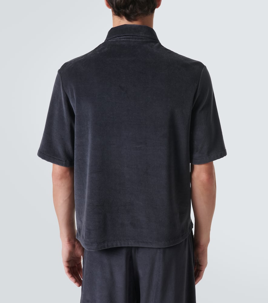 Loro Piana Murano Cotton And Silk Velour Polo Shirt In Black