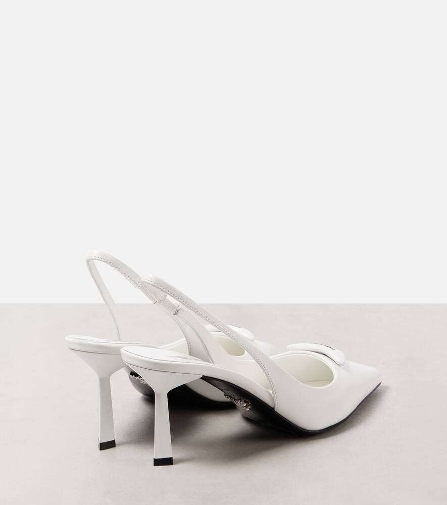 Prada Spazzolato 75 Leather Slingback Pumps In White