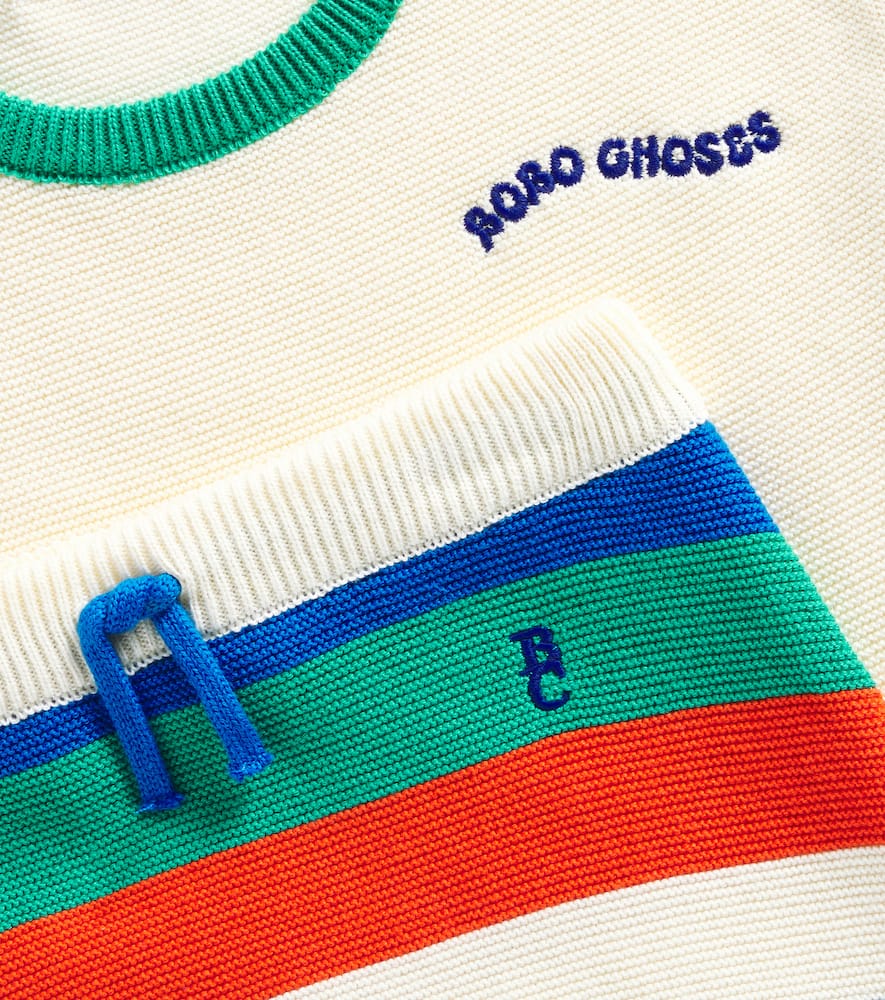 Bobo Choses Colorblocked Cotton Shorts In Offwhite
