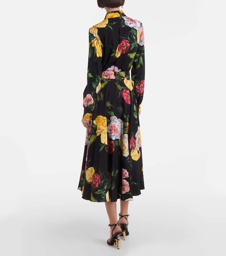 Dolce & Gabbana Floral Print Charmeuse Midi Skirt In Multicoloured