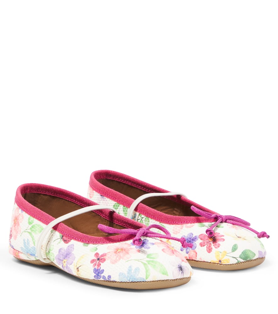 Pèpè Eden Floral Leather Ballet Flats In Multicoloured