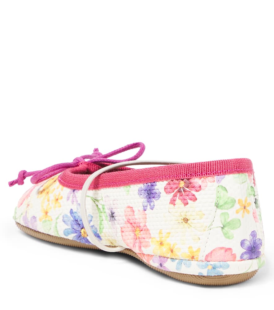 Pèpè Eden Floral Leather Ballet Flats In Multicoloured