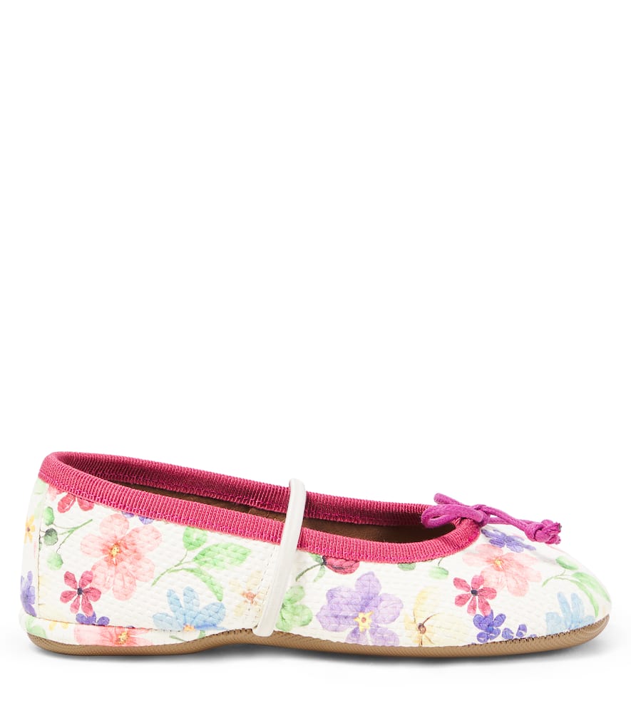 Pèpè Eden Floral Leather Ballet Flats In Multicoloured