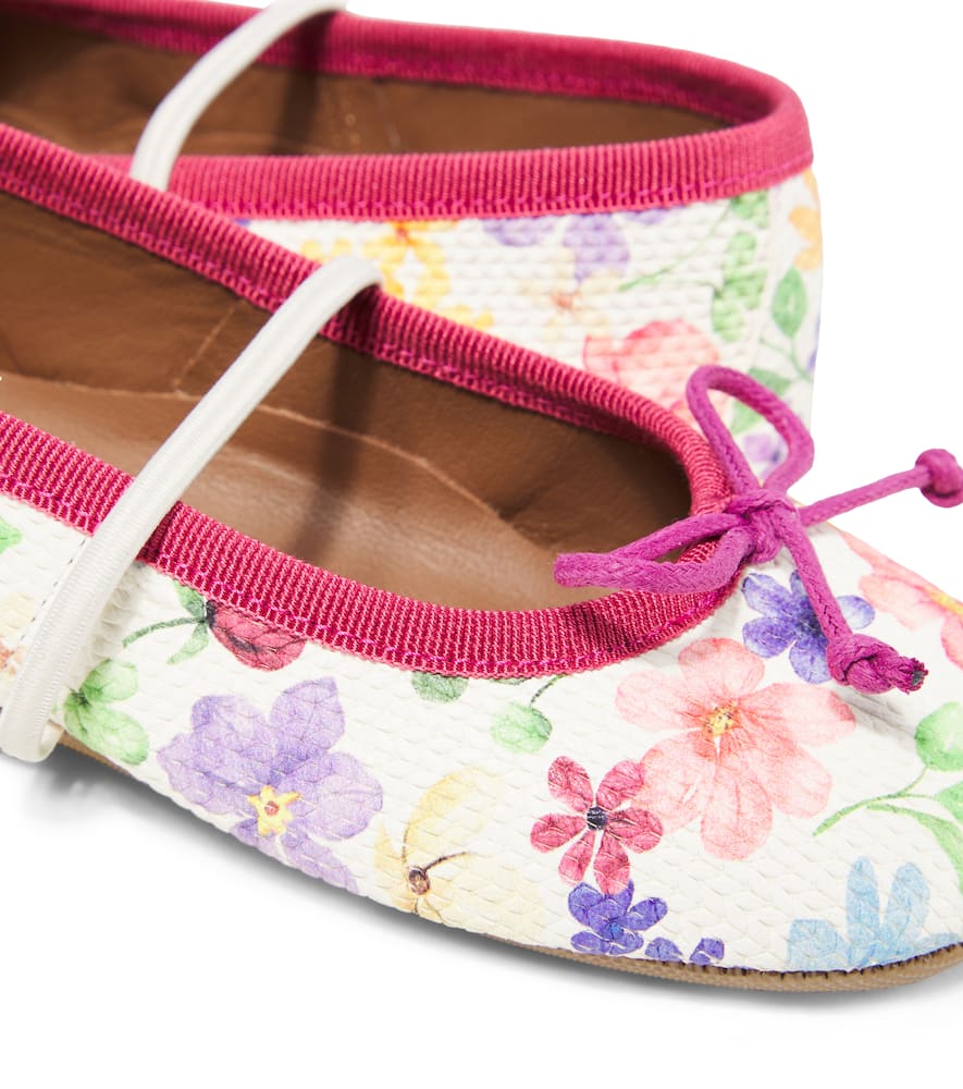 Pèpè Eden Floral Leather Ballet Flats In Multicoloured