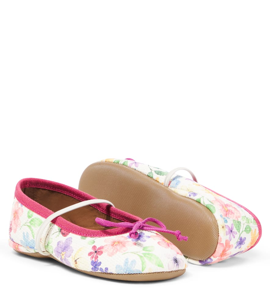 Pèpè Eden Floral Leather Ballet Flats In Multicoloured