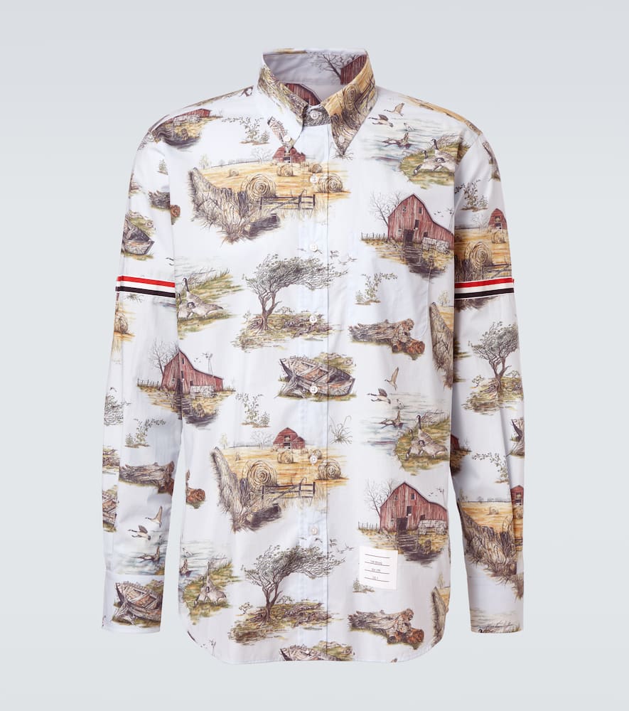 Thom Browne Printed Cotton Shirt In White