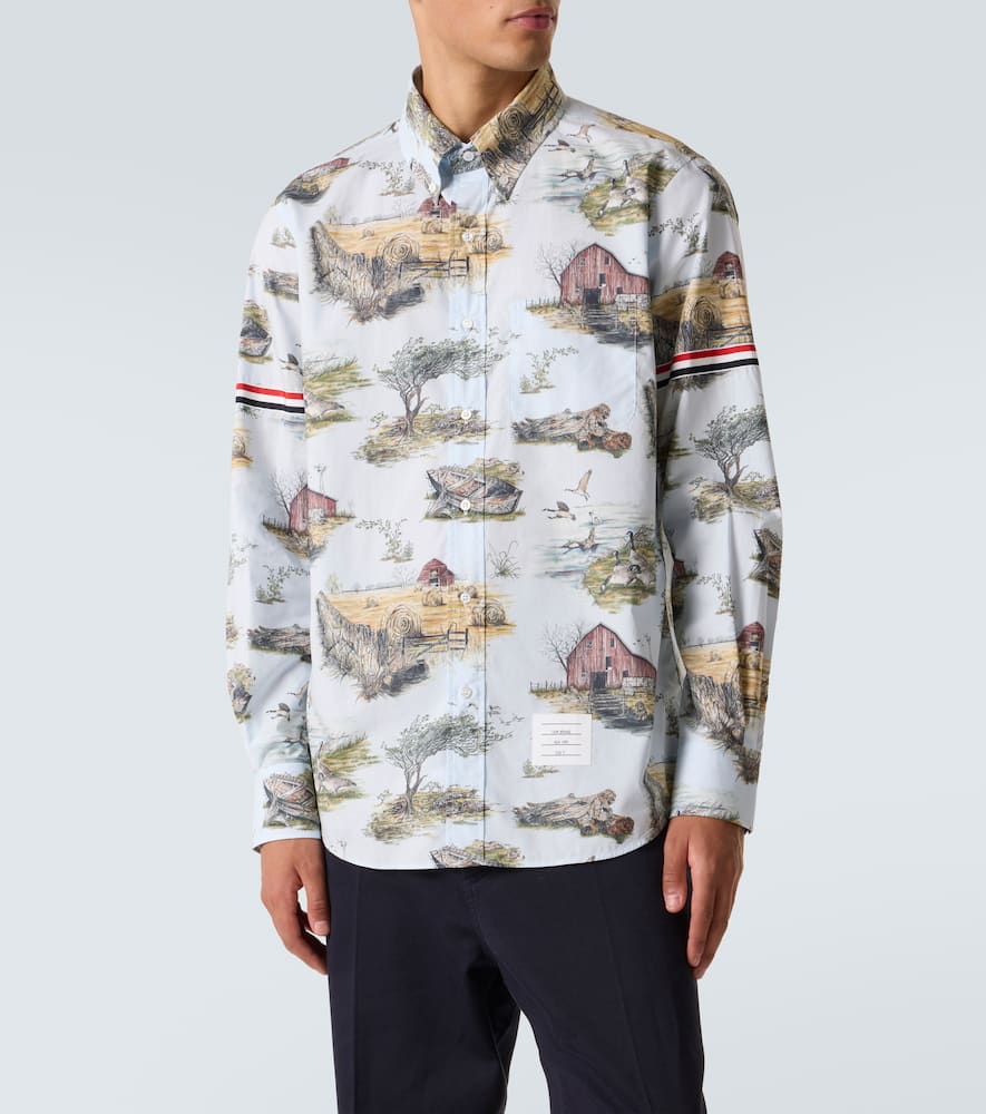 Thom Browne Printed Cotton Shirt In White