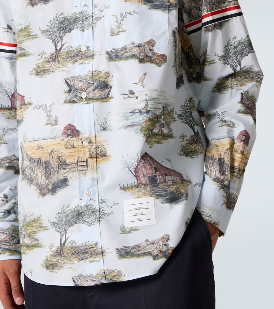 Thom Browne Printed Cotton Shirt In White