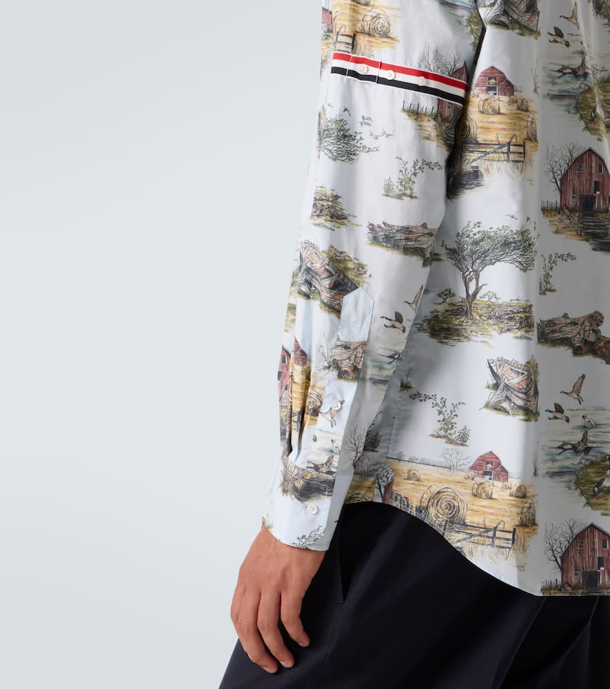 Thom Browne Printed Cotton Shirt In White