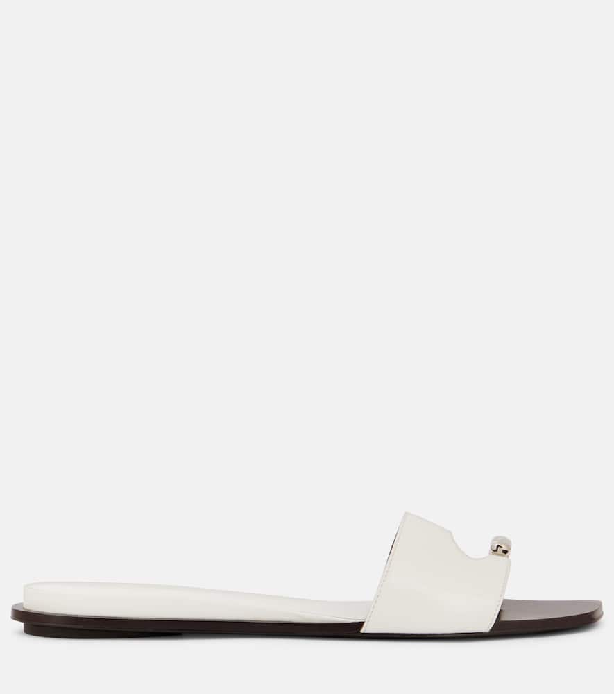 Tory Burch Leather Thong Sandals Metal Detail In Silver