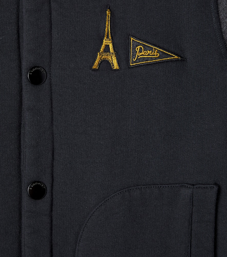 Bonpoint Jaber Cotton Fleece Varsity Jacket In Blue