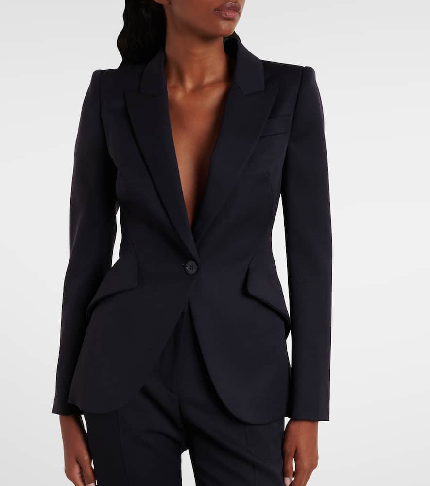 Alexander Mcqueen Wool Blazer In Blue