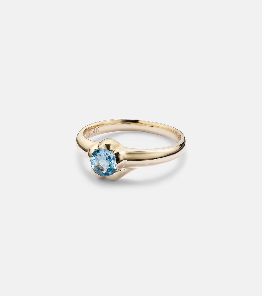Stone and Strand Morrison 14kt gold ring with blue topaz