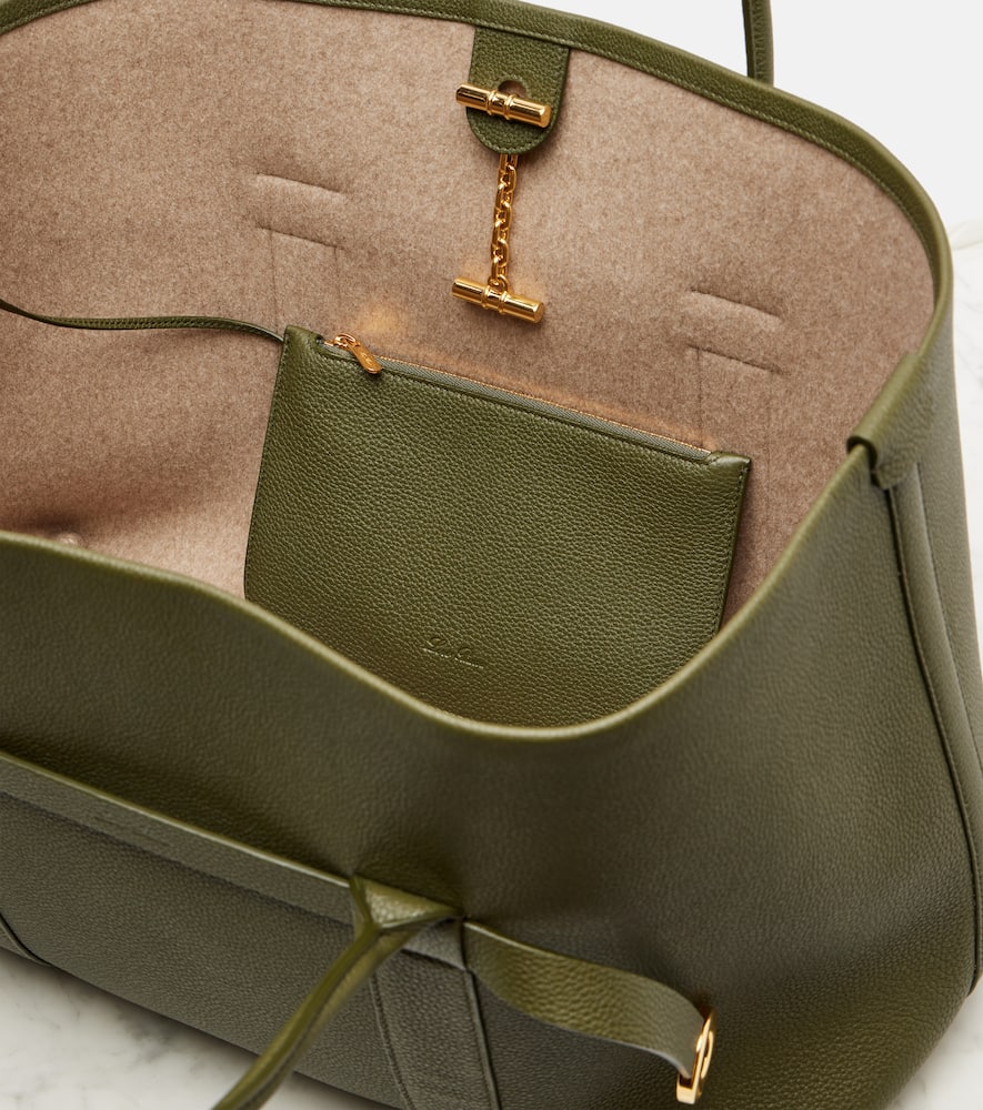 Loro Piana Ghiera Large Leather Tote Bag In Green