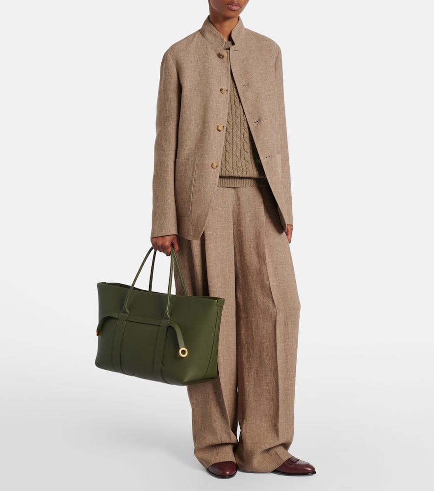 Loro Piana Ghiera Large Leather Tote Bag In Green
