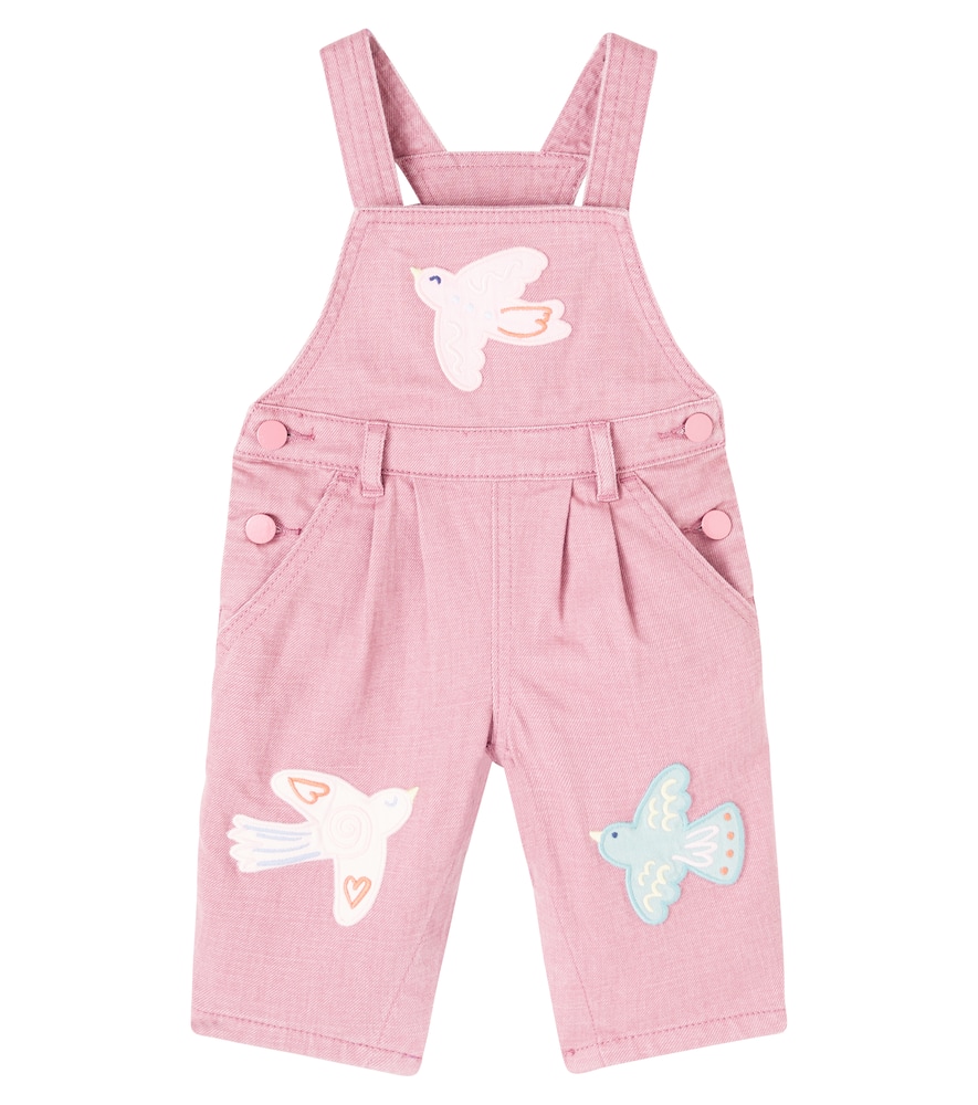 Stella Mccartney Baby Embroidered Denim Overalls In Pink