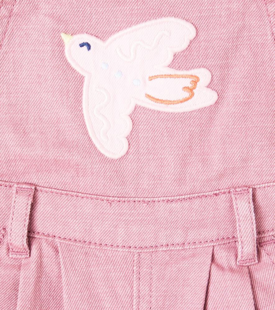 Stella Mccartney Baby Embroidered Denim Overalls In Pink
